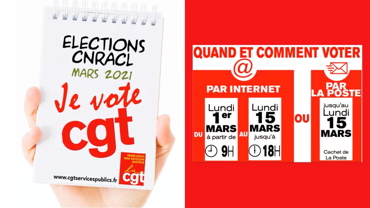 Élections CNRACL 2021, du 1er au 15 mars 2021, on vote CGT !