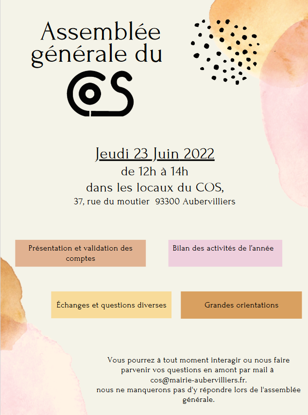 Assemblée générale du Cos jeudi 23 juin 2022