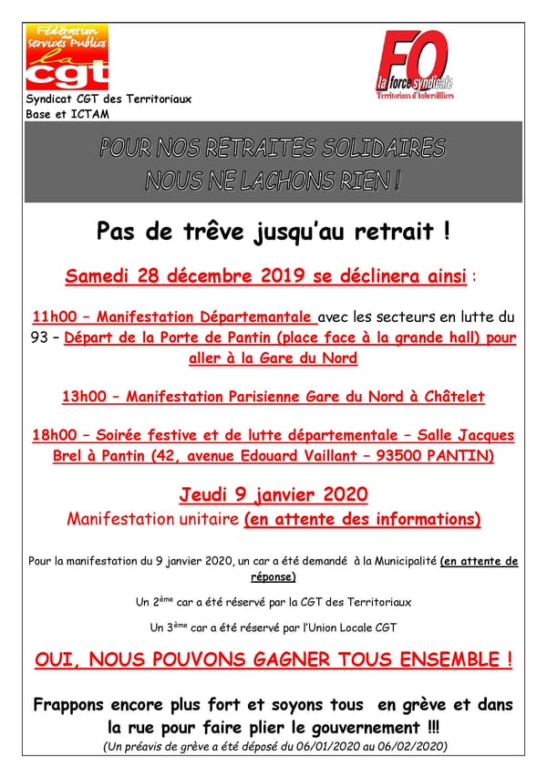 Pas de trêve pour les grèves et les manifestations