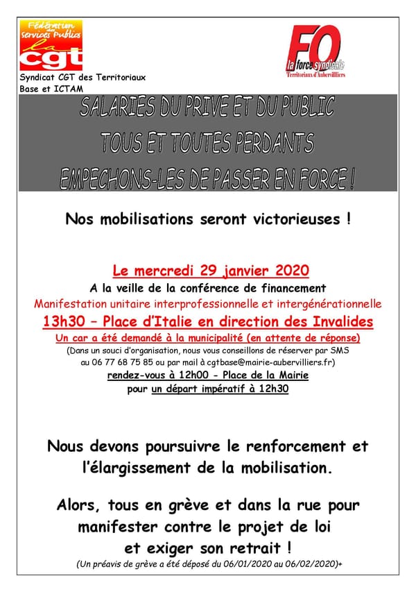 Nos mobilisations seront victorieuses !