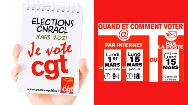 Élections CNRACL 2021, du 1er au 15 mars 2021, on vote CGT !