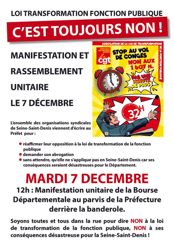 MANIFESTATION ET RASSEMBLEMENT UNITAIRE LE 7 DÉCEMBRE