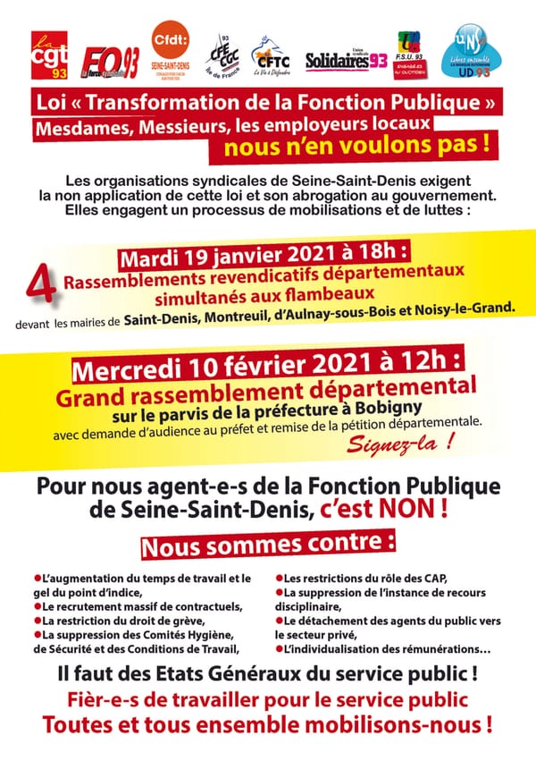Loi « Transformation de la Fonction Publique » Mesdames, Messieurs, les employeurs locaux nous n’en voulons pas !