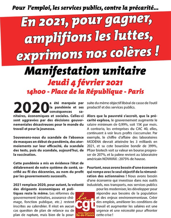 En 2021, pour gagner, amplifions les luttes, exprimons nos colères !